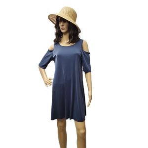 Acemi Grey Blue Cold Shoulder Dress Size Medium